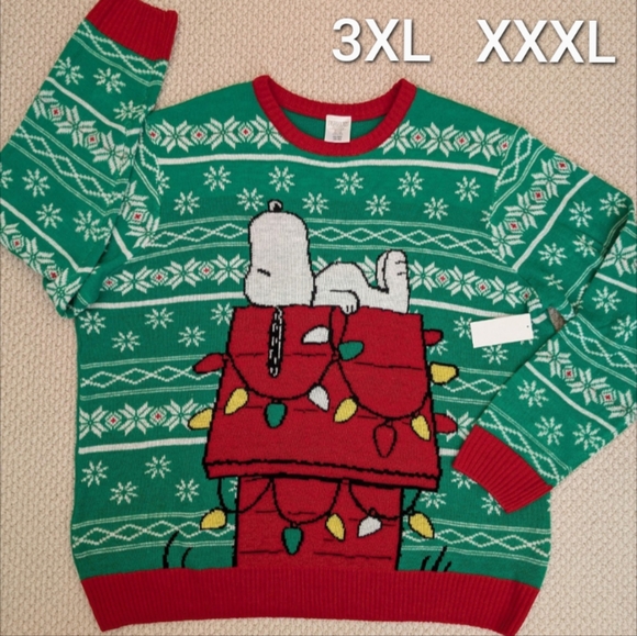 Peanuts Other - NWT Peanuts Snoopy Chillin' Dog House Christmas Ugly Sweater Adult 3XL 3XG XXXL